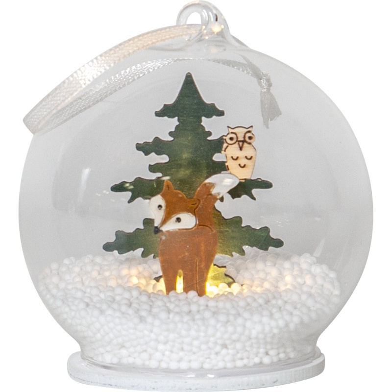 Dekoratsioon Forest Friends 9cm, klaaskuulis. 1 LED, patareitoide, IP20