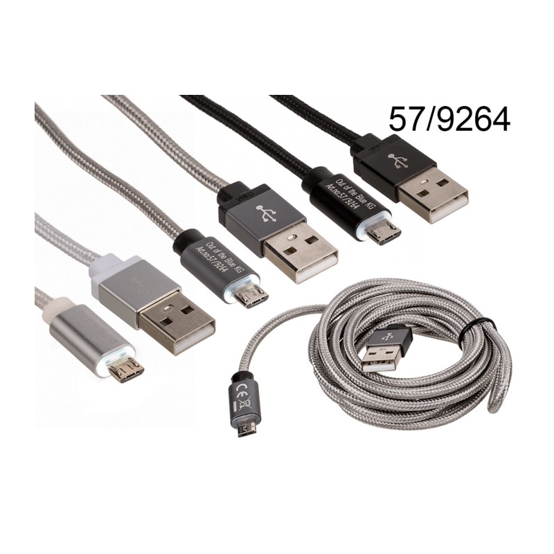 Kaabel microUSB, 2m, erinevad värvid