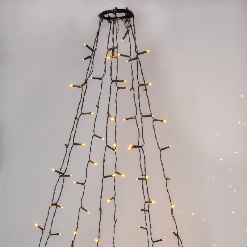 Valgusketid kuusele 360 LED, kuldne soe, 8 haru x 2m, voolutoide, sise/välis, IP44