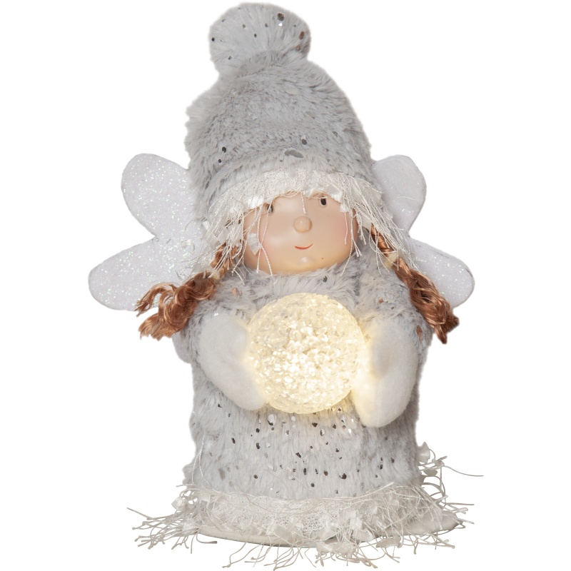 Dekoratsioon hall ingel, 20cm. 1 LED tuli, patareitoide