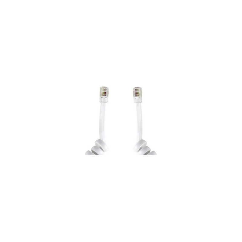 Bandridge telefoni torukaabel spiraal 4p4c RJ10 - 4p4c RJ10 valge 5m