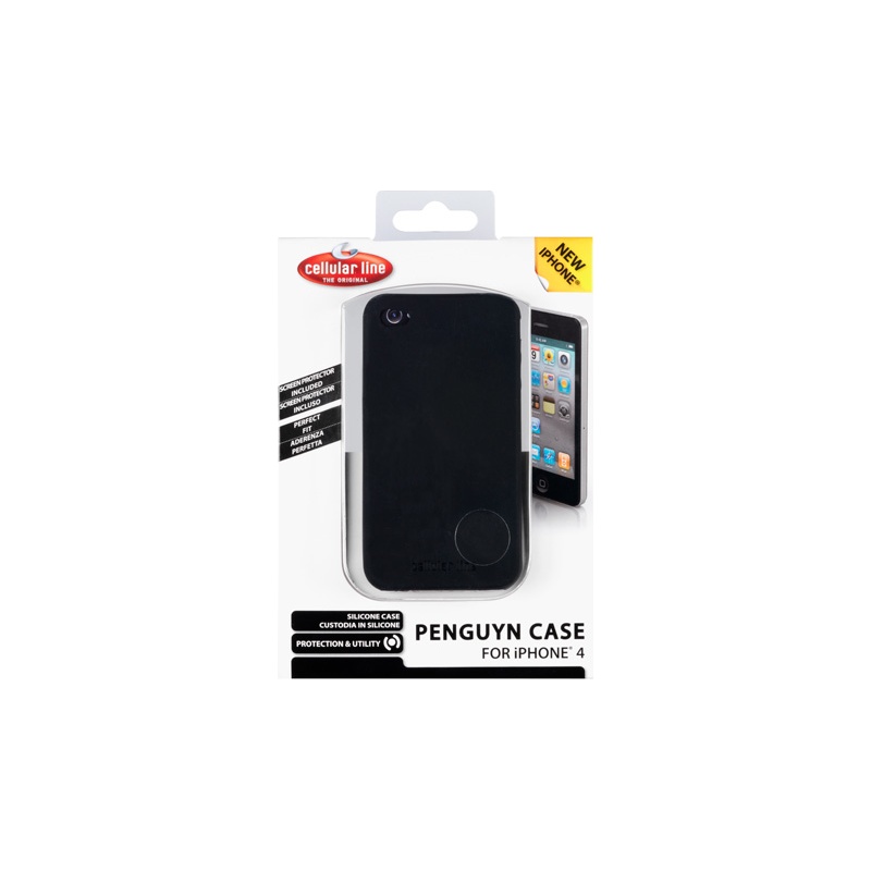Cellular iPhone 4/4S silikoonist ümbris, must+ekraanik. EOL