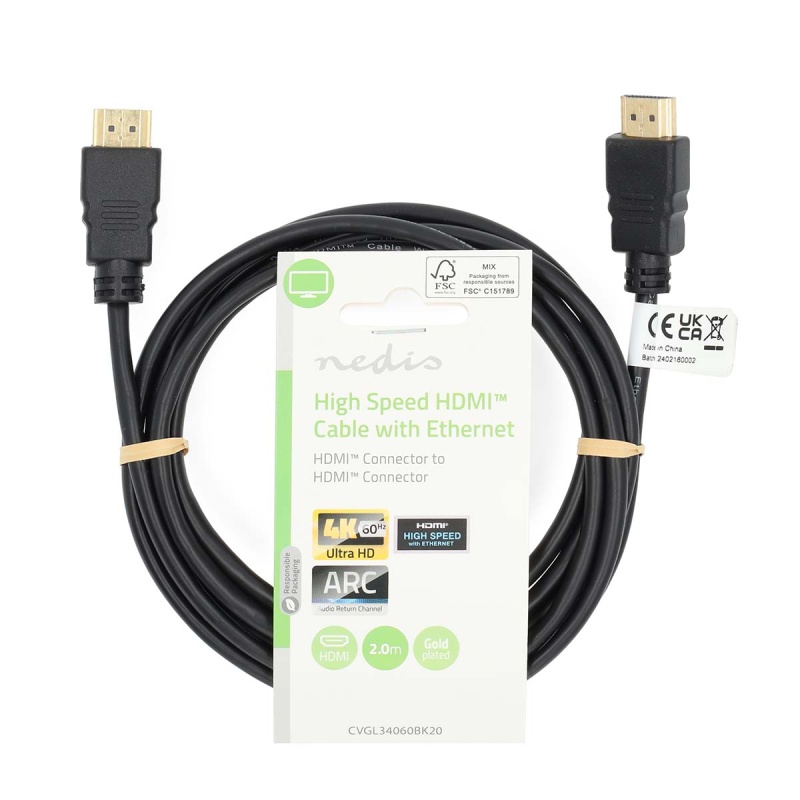 Kaabel HDMI A otsik - otsik 4K, 60Hz, 2m bulk