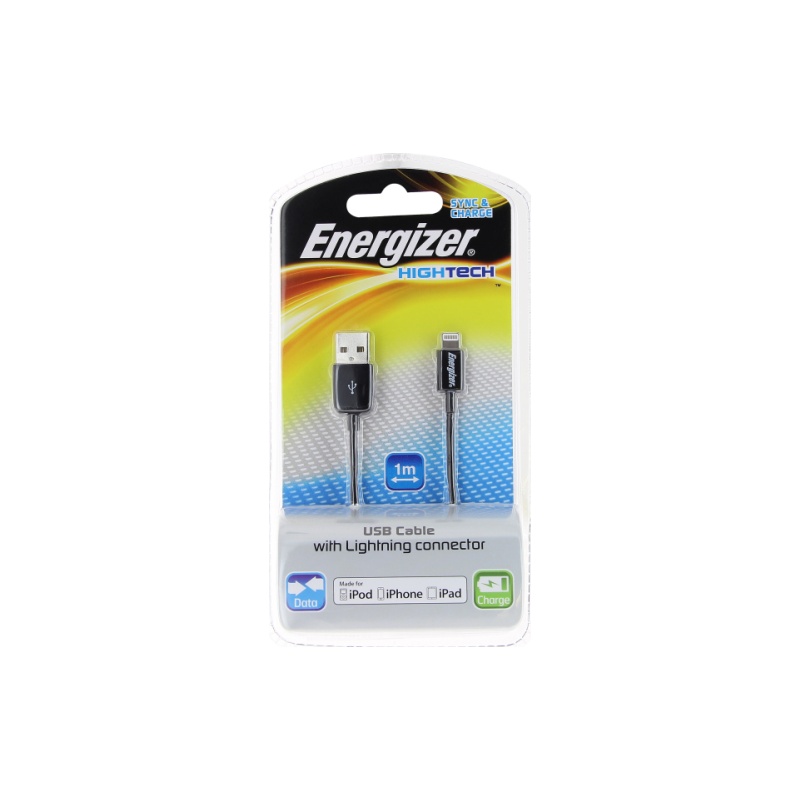 Energizer Hightech LIGHTNING kaabel Iphonele, must