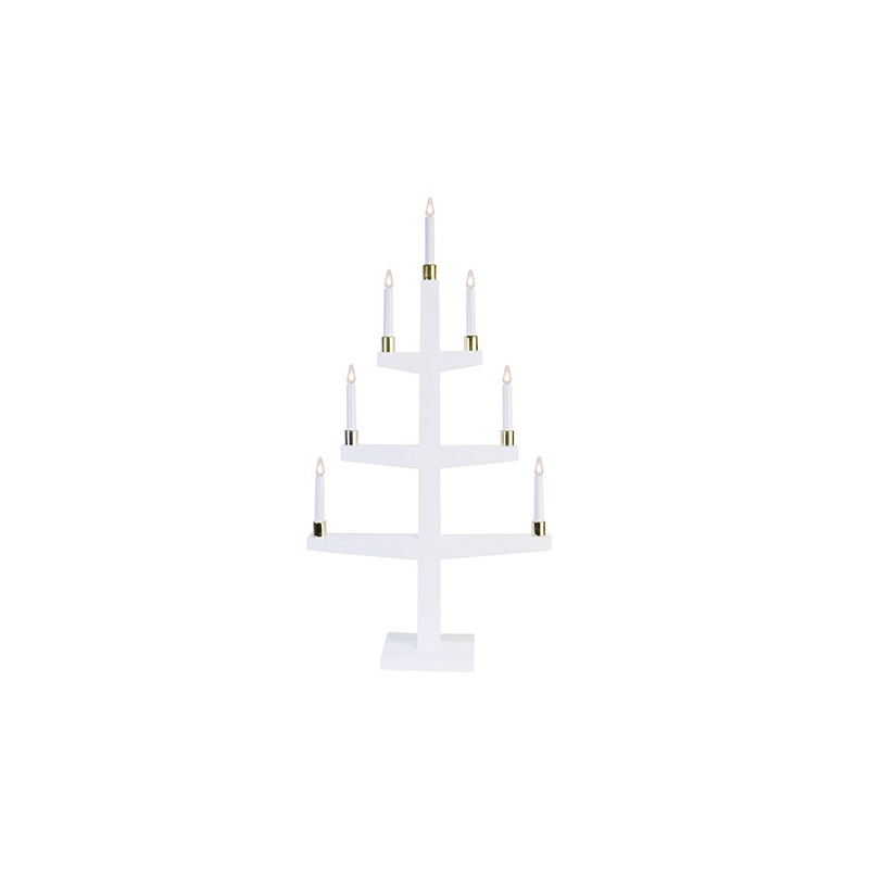 Küünlajalg Halla valge, 47x90x14cm, 7 LED-tuld, puidust, E10, 230V, IP20