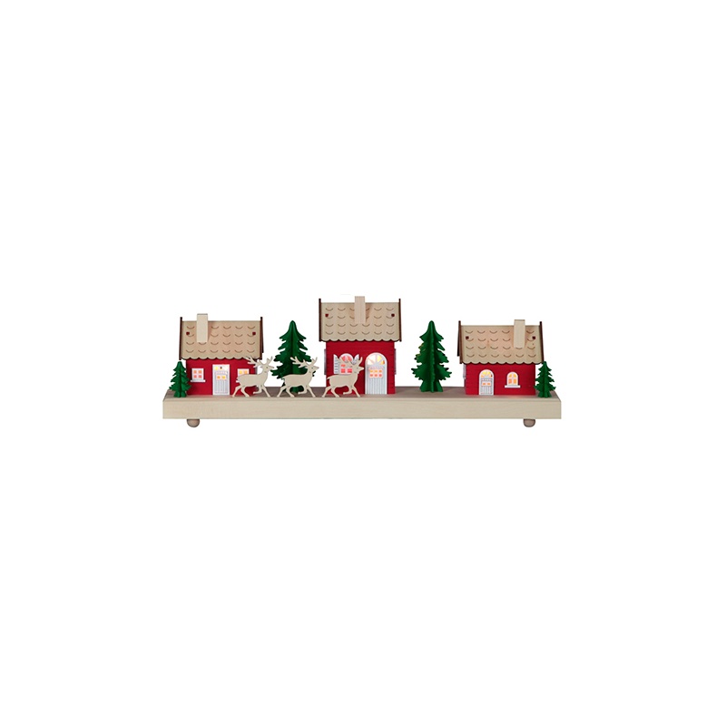Majad, laserlõikega punased, 43,5x15x8cm, 3 LED, patareitoide (3xAA, mitte kaasas), IP20