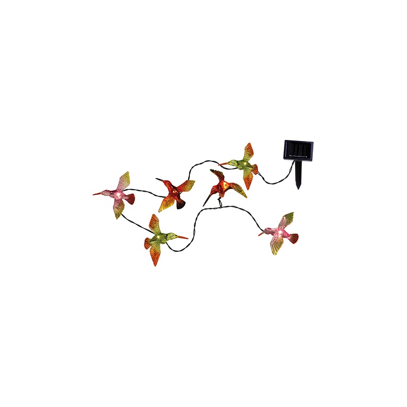 Tuledekett "Linnud" , 6 LED 1,75m, tulede vahe 35cm, päikesepaneeliga, IP44
