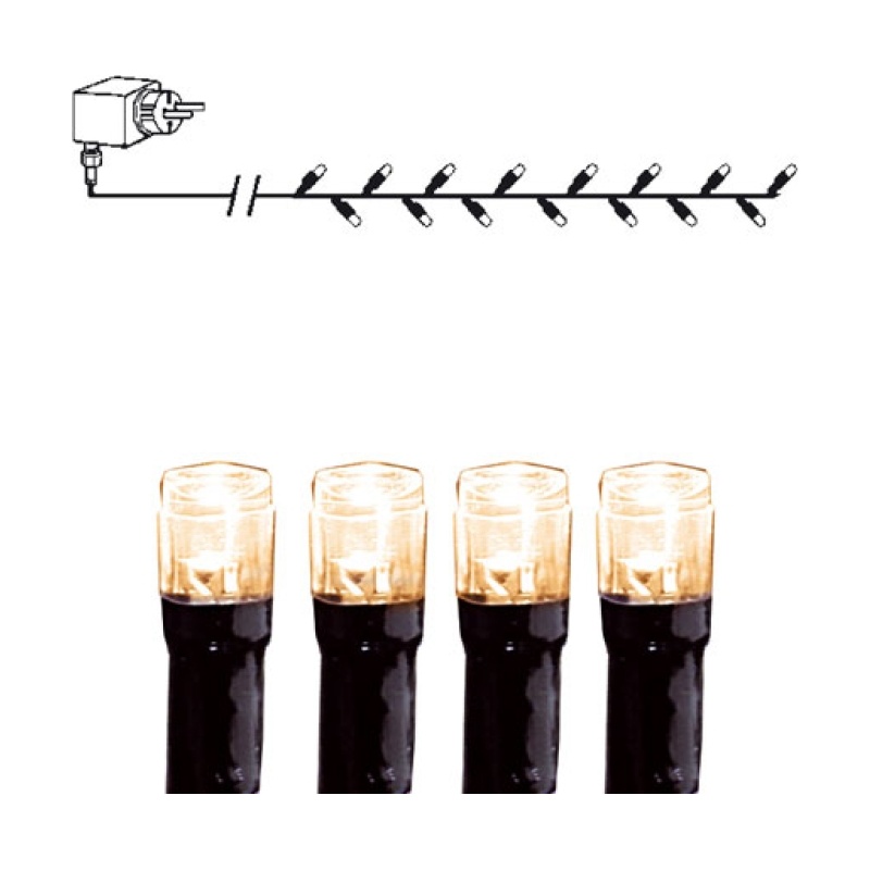 Valguskett 80 soe-valge LED tulega, 7,9m ja 10m kaabel, tulede vahe 10cm, 230V-24V DC, IP44