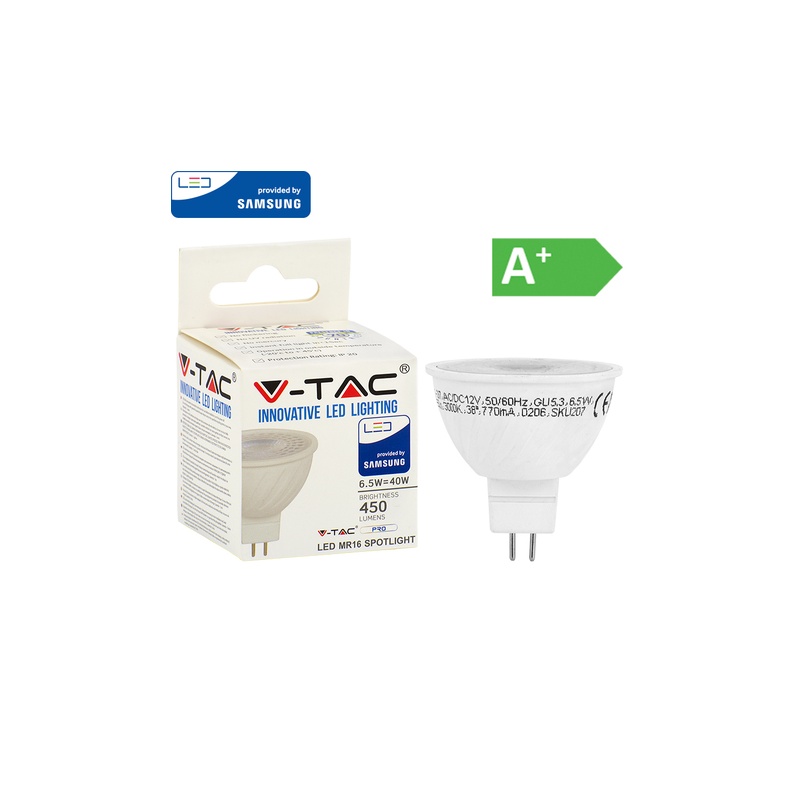LED lamp 12V MR16/GU5.3/6,5W/450lm/110°