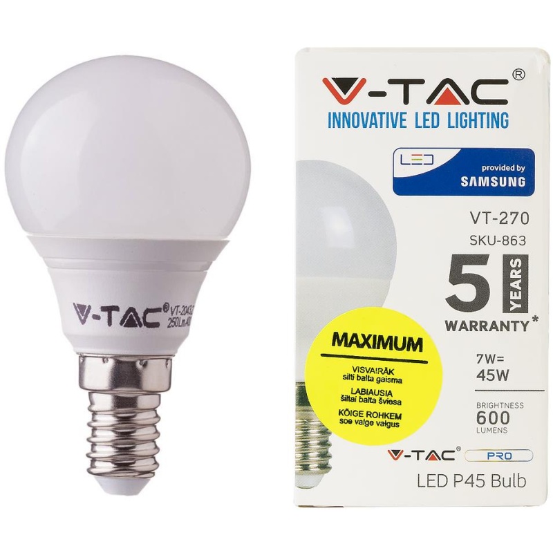 LED lamp E14/7W/600lm/Globe