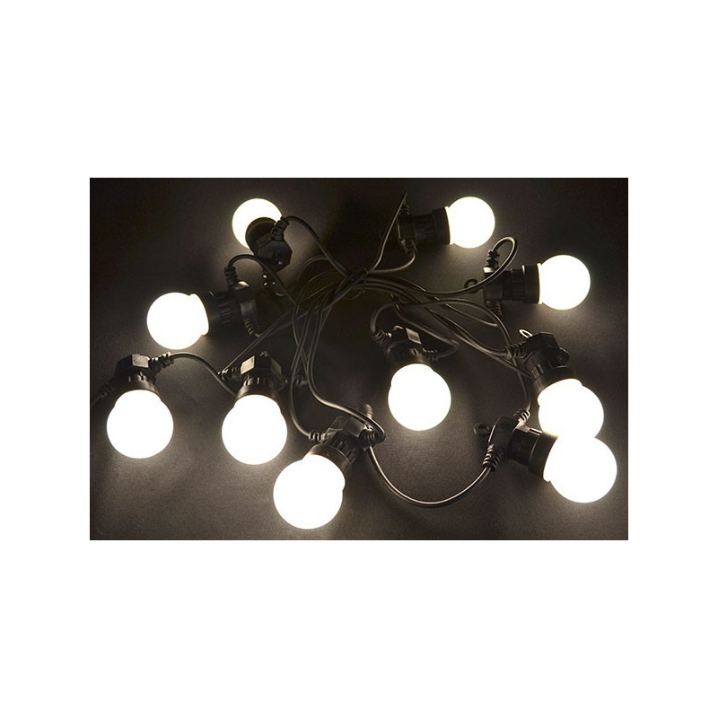Valguskaabel 10 suure LED lambiga, pikendatav, matt-valge IP44 24V