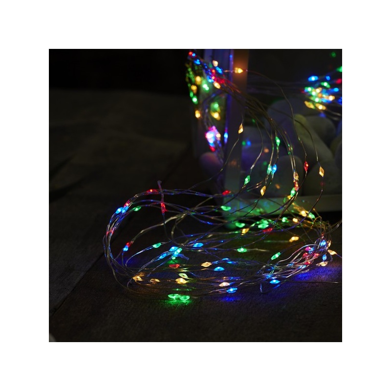 Valguskett "Kastetilgad". 125 LED tuld. Multi, pikkus 5m, IP20