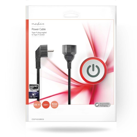 Pikendusjuhe Nedis 1 pesa, 3m, must