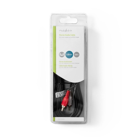 Kaabel 3,5mm otsik - 2x RCA pistik, 5m