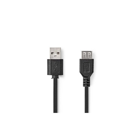 Kaabel USB 2.0 Nedis USB-A pesa - USB-A pistik, 3m, must, blister