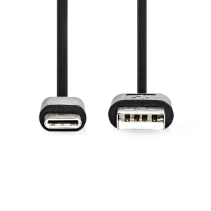 Kaabel Type-C, 1m, must, USB 2.0
