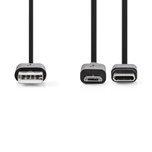 Kaabel Type-C/micro USB, 1m, must, USB 2.0
