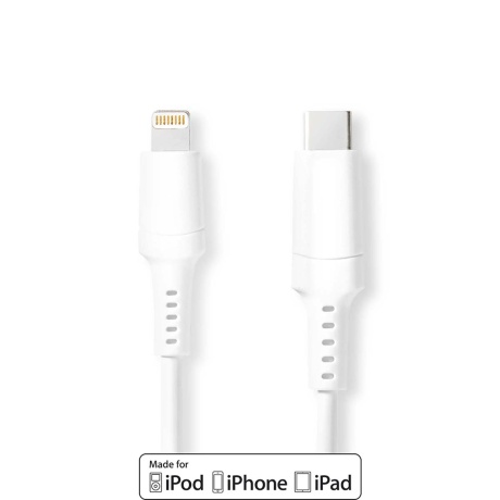 Kaabel Nedis USB-C - Lightning MFI, 2m, 60W valge
