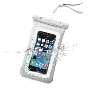Cellularline vee- ja tolmukindel kott mobiiltelefonidele kuni 5,8", 3,5mm pesa, valge EOL