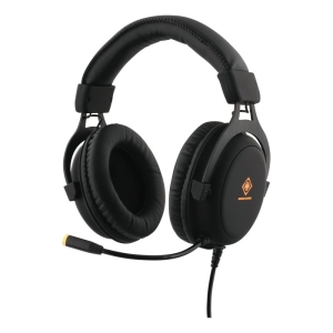 Kõrvaklapid mänguritele Deltaco mikrofoniga, 3,5mm+USB pistikud, LED, must