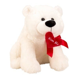 Jääkaru, punase südamega Kiss Me, 40cm