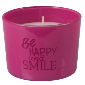 Klaasis lõhnaküünal 6x8cm Be happy and smile (roosa )/3