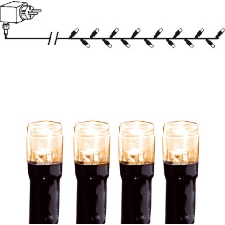 Световая цепь с 80 светодиодами теплого белого цвета, кабель 7,9 м и 10 м, расстояние между световыми лучами 10 см, 230–24 В постоянного тока, IP44