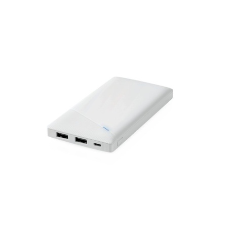 Akupank Deltaco 10000mAh, 2xUSB-A, LED, valge