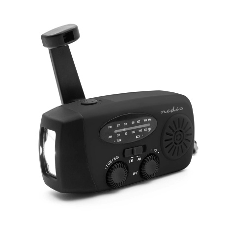 Hädaabi FM raadio Nedis, vändaga dünamo, taskulamp+akupank