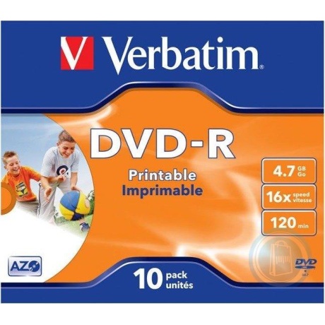 VERBATIM DVD+R 4,7GB/16X jewel, prinditav 43508 EOL