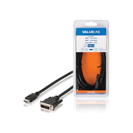 Videokaabel HDMI M - DVI-D (24+1) M, 3m, must