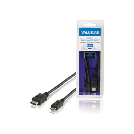 Videokaabel HDMI A otsik - HDMI mini otsik, 1m