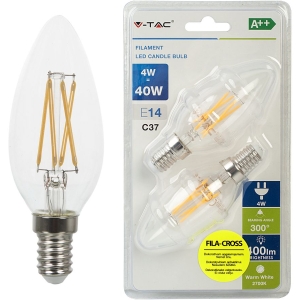 LED lamp 2-pakk E14/4W/400lm/4W/Filament Candle