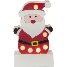 Wooden decoration, Santa Claus Freddy 14cm. 6 LED light, battery powered, IP20