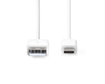 Cable Type-C, 2m, white, USB 2.0