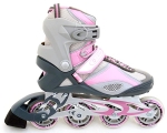 Roller skates no. 39 pink / gray, soft boots, alu undercarriage, 82A wheels 78x24mm, Abec-7 chrome. ball bearings / 4
