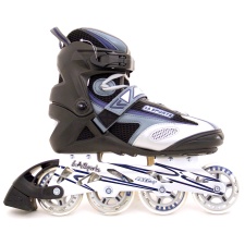 Roller skates no. 44 blue / gray, soft boot, undercarriage, 82A wheels 84x24mm, Abec-7 chrome. ball bearings / 4