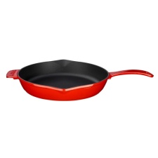 LAVA Cast iron frying pan, with metal handle, red, Ø28cm