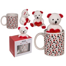 Mug with hearts, with a bear 10 x 8 cm