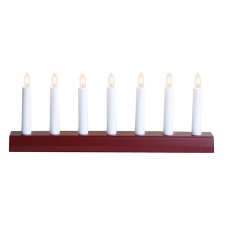 Advent candlestick IDA, 7xE10 light, red, wooden, 39x15x5cm, for indoor use, IP20