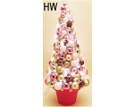 Рождественский деко Кричащий, пирамидальный, высота 80 см, 50 светодиодных фонарей белый / розовый / 1