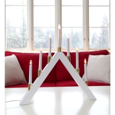 EOL Advent candlestick Gray white, 53x53x6.5cm, 7 LED lights, wooden, E10, 230V, IP20