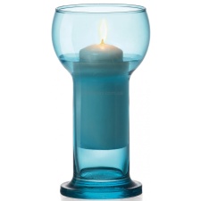 EOL Glass candlestick Lucilla Blue DB120