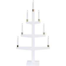 Advent candlestick Tall, 61x110x15cm, 9 LED lights, wooden, white, E10, 230V, IP20