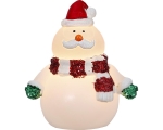 Decoration Snowman, wax, 13x16,5cm, 2 LED lights, timer