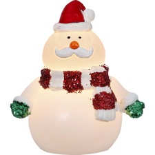 Decoration Snowman, wax, 13x16,5cm, 2 LED lights, timer