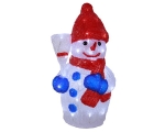 Decoration Snowman with brush, 25x45cm, 48 LED lights, power supply, indoor / outdoor IP44