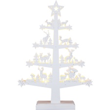 Decoration with deer and fir trees, 33x47cm, 11 LEDs, power supply, for indoor use, IP20