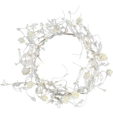 EOL Rose wreath White 21cm, power supply with 24 LED lights, IP20