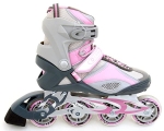 Roller skates no. 37 pink / gray, soft boots, alu undercarriage, 82A wheels 78x24mm, Abec-7 chrome. ball bearings / 4